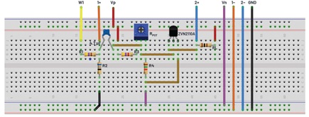 Figure 2. NMOS diode breadboard circuit.