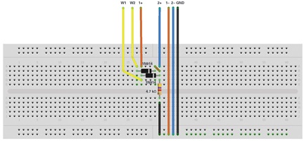 Figure 10. Full-wave diode rectifier breadboard circuit.