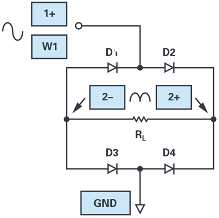 Figure 12. Connection diagram for diode bridge rectifier.