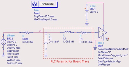 Figure 20. Actual IBIS simulation setup with loading conditions (input buffer).