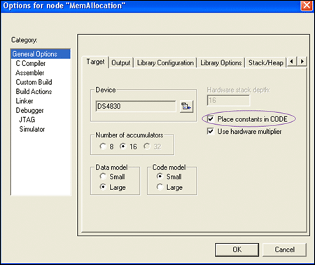 Figure 4. IAR Project Option window.