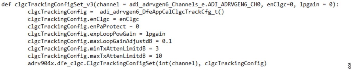 Figure 6. Python Example CLGC Tracking Configuration. Figure 6. Python Example CLGC Tracking Configuration.