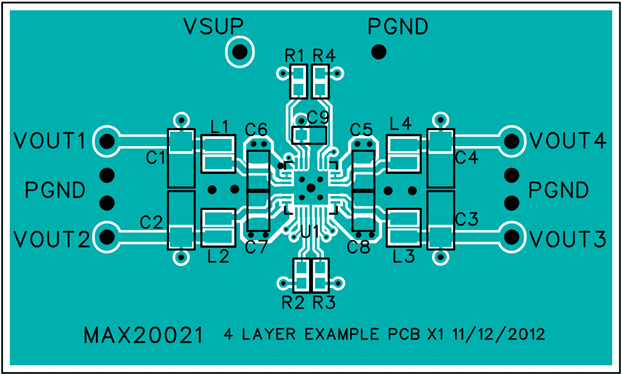 Figure 4. Example of a four-layer PCB layout—top layer.