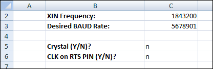 Programming Baud Rates Spreadsheet