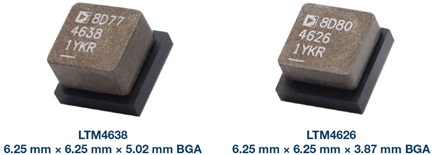 The LTM4638 and LTM4626 differ in output current but have identical pinout