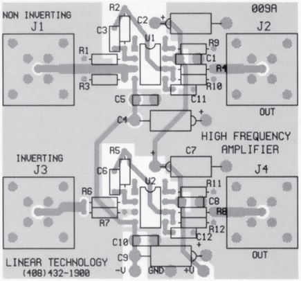 High Frequency Amplifier, Demo 009A Component Side