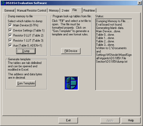 Figure 1. The File tab in the DS185XEVKIT software.