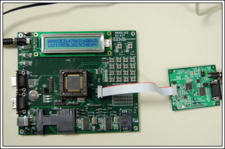 Figure 1. MAXQ1103 EV kit with JTAG board.