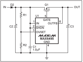 Figure 6. Diagram of overvoltage comparator configured in overvoltage monitoring mode.