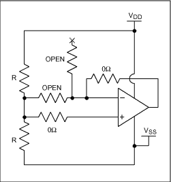 Figure 2. A properly terminated uncommitted op amp for prototype circuits. This termination scheme allows the op amp to be changed into an inverting or non-inverting configuration if the need arises in a later prototype stage.