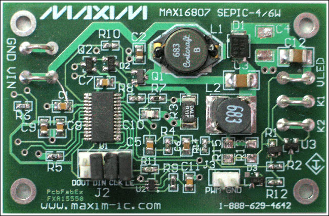 Figure 1. Example of a SEPIC design that drives two 5-HB LED strings at 150mA per string.