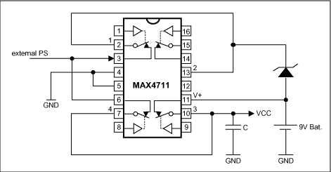 Figure 8. Battery switch off when external power supply is present.