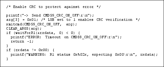 Listing 2. Enabling the CRC checksum is highly recommended.