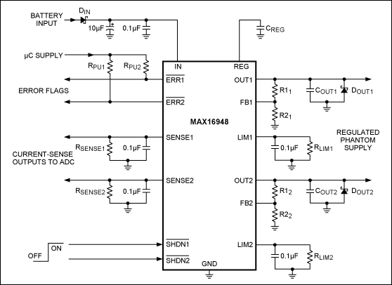 Figure 1. The MAX16948 typical application circuit.