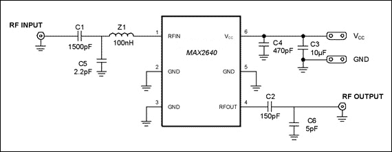 Figure 14. EV kit schematic for the MAX2640 at 315MHz.