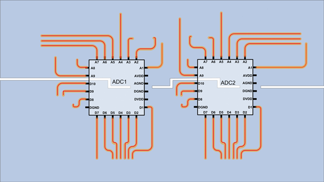 Figure 24. All traces routed on the proper side of the cuts.