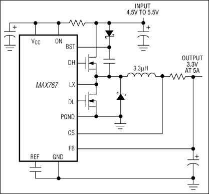 MAX767, MAX767R, MAX767S, MAX767T: Typical Application Circuit