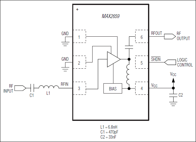 MAX2659: Pin Diagram/Functional Diagram/Typical Application Circuit