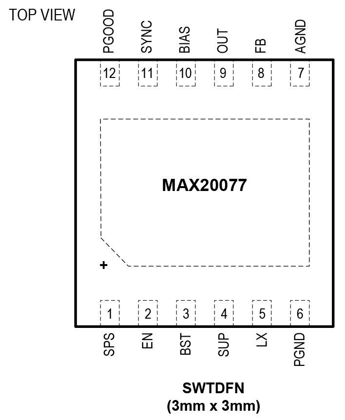 MAX20077/MAX25277 Pin Configuration