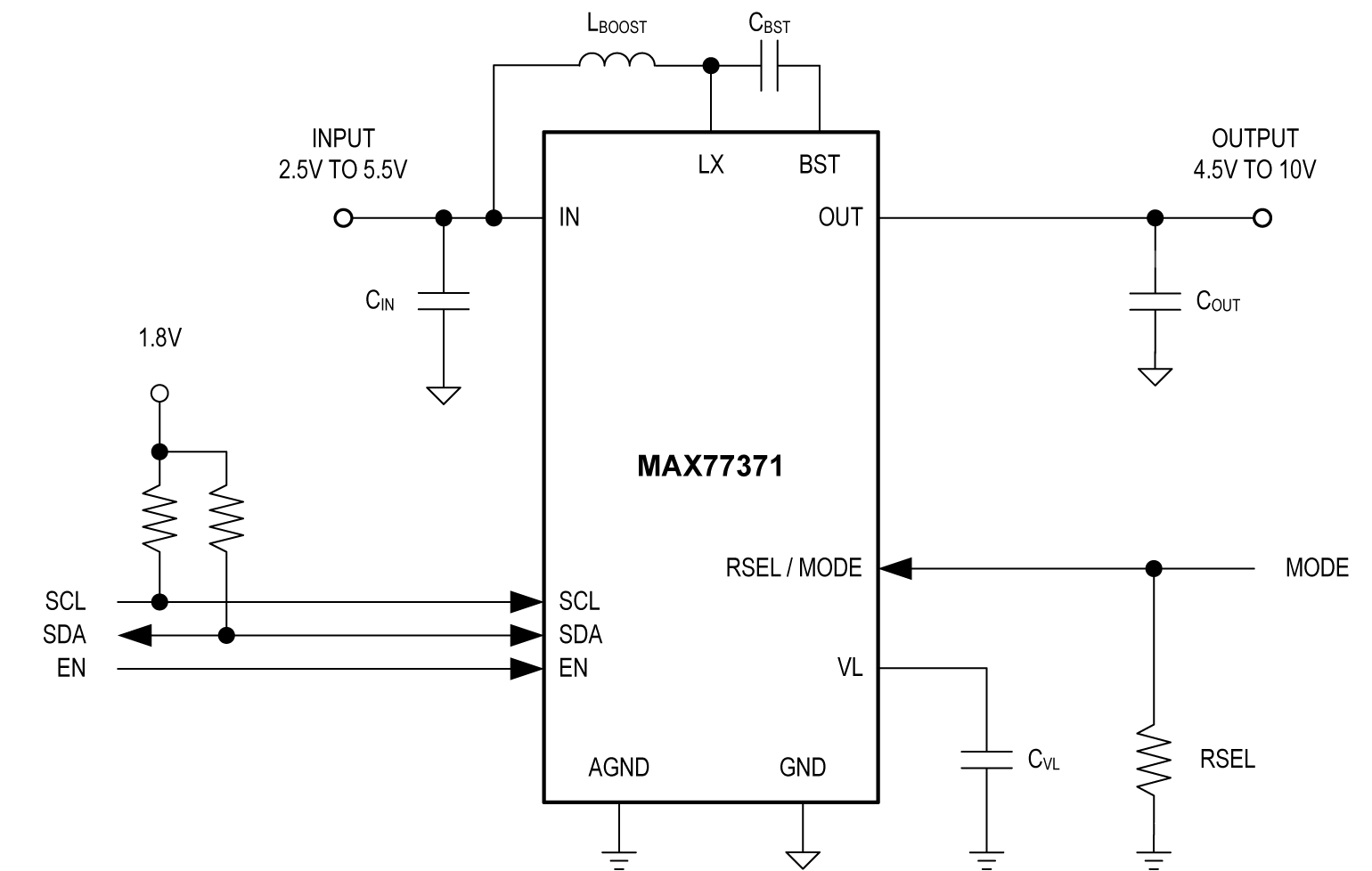 MAX7371 Simplified Application Diagram