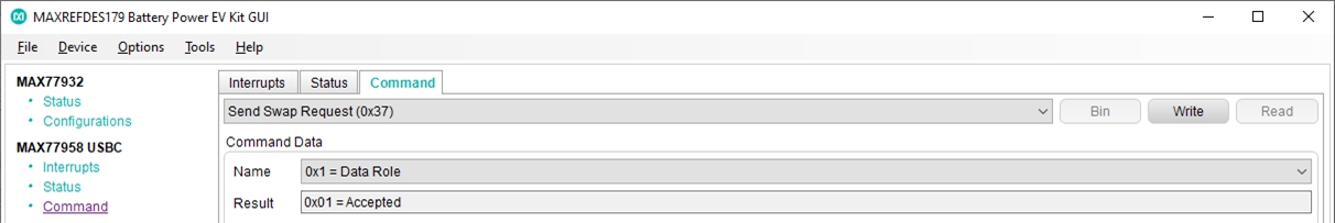 Figure 41. Initiate data role swap is successful.