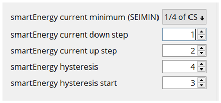 Figure 19. Five parameters configure smart energy CoolStep.