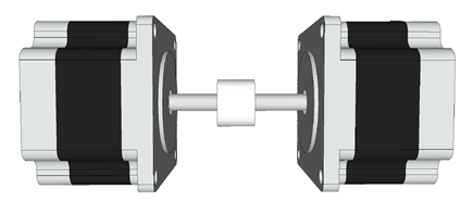 Figure 5. Two mechanical coupled stepper motors of same type.