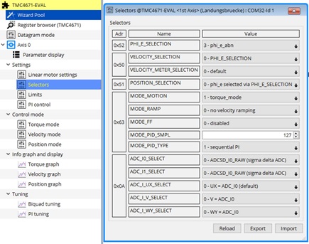 Figure 5: Selector settings