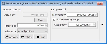 Figure 8: Position mode tool with linear units