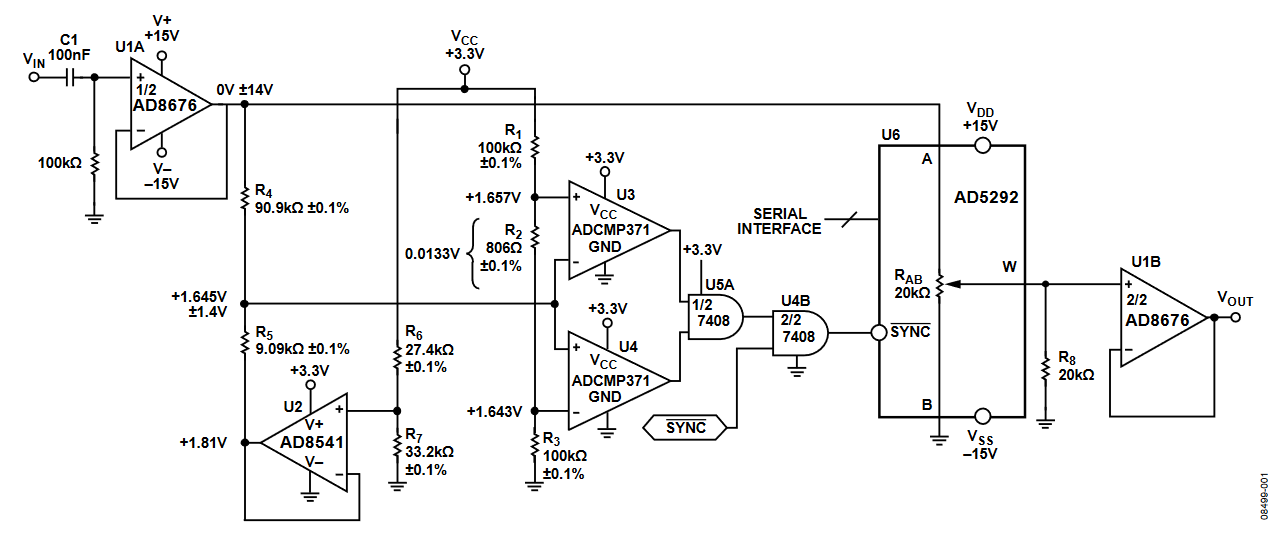 Figure 1. Logarithmic Audio Volume Control with Glitch Reduction (Simplified Schematic: Decoupling and All Connections Not Shown).