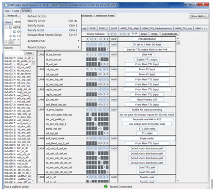 Figure 6. Running Scripts from the DVP Evaluation Software.