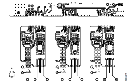 Figure 11. Top Layer layout of the direct, 3-phase meter metrology section.