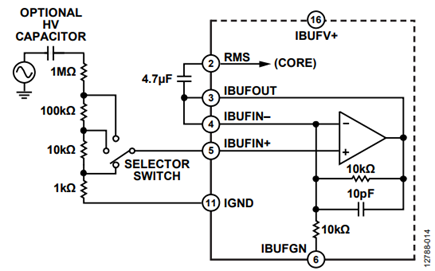 Figure 14. Range Switching for the LFCSP AD8436 FET Input Buffer.