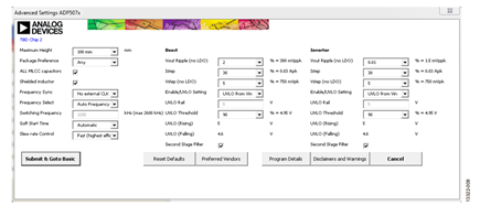 Figure 7. Advanced settings dialog box.