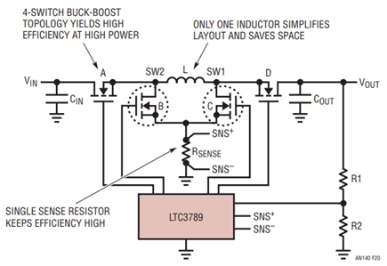 High Efficiency 4-Switch Buck-Boost Converter