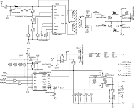 Schematic for the ADuM4136 gate driver board.