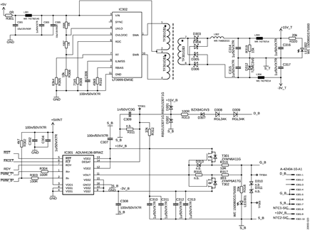 Schematic for the ADuM4136 gate driver board.