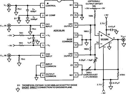 Figure 1. A Wide Bandwidth Voltage-Controlled Amplifier.