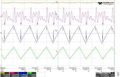 図16. 定常状態、V<sub>IN</sub> = +36V、V<sub>OUT</sub> = −48V、I<sub>OUT</sub> = 2A Figure 16. Steady State, VIN = +36 V, VOUT = −48 V, IOUT = 2 A.