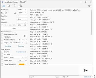Figure 4. Results on serial debug assistant Figure 4. Results on serial debug assistant