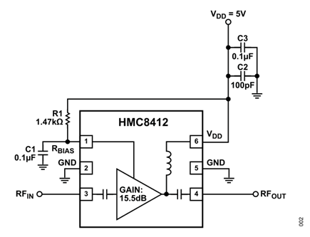 Figure 2. Single positive supply using RBIAS resistor.