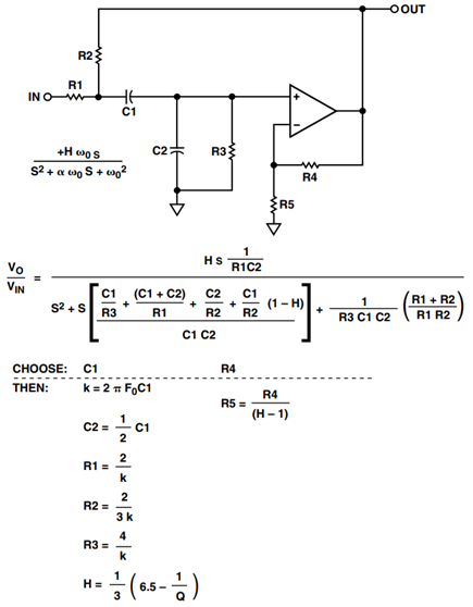 Sallen-Key Band-Pass Design Equations