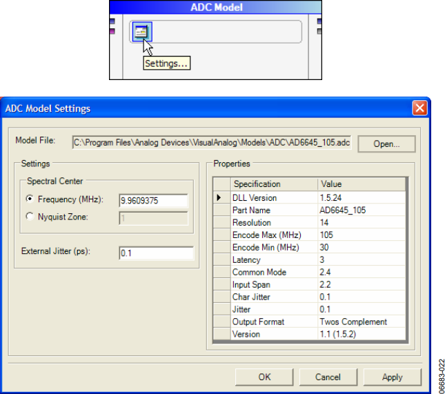 図24. ADC Model Settingsフォーム