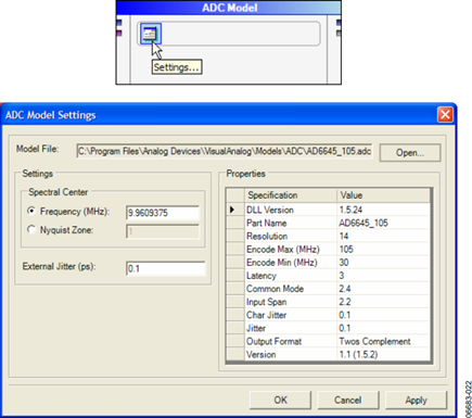 ADC Model and Settings Form