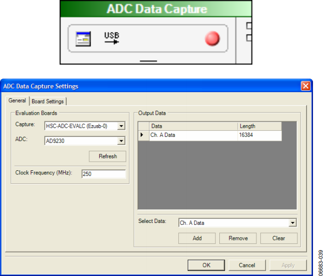 図40. ADC Data Capture SettingsフォームのGeneralタブ