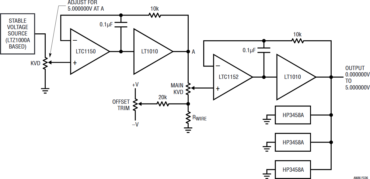 図C6．サブppmの直線性を備えた電圧源（簡略図）