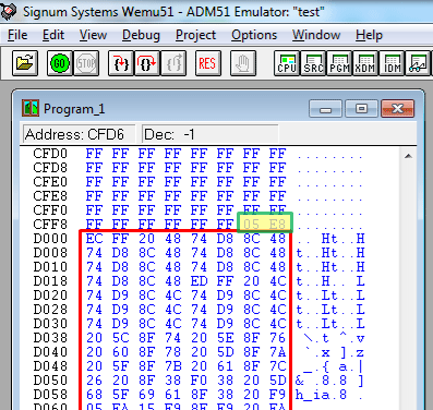 Figure 7. Code window in the Signum emulator.