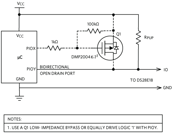 DS28E18 host configuration using microcontroller as 1-Wire master