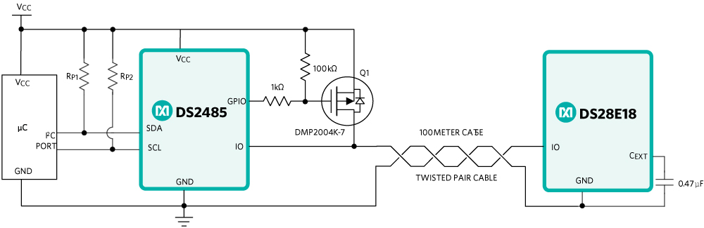 DS28E18 remote configuration with DS2485