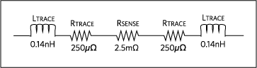 図14. 図13に示した不適切に接続されたRSENSEの等価回路